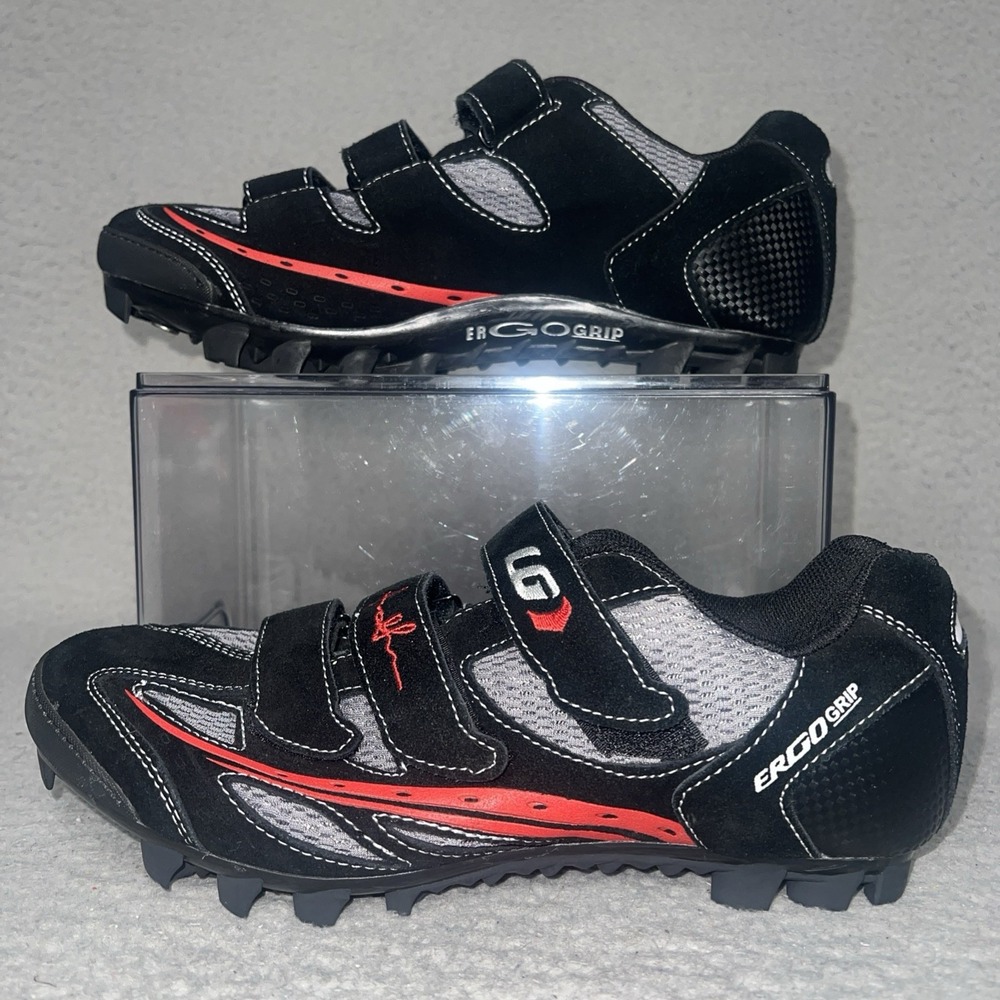 Louis Garneau Ergo Grip Cycling Shoes Women's Sz 11 Black Red Shimano SPD Cleats